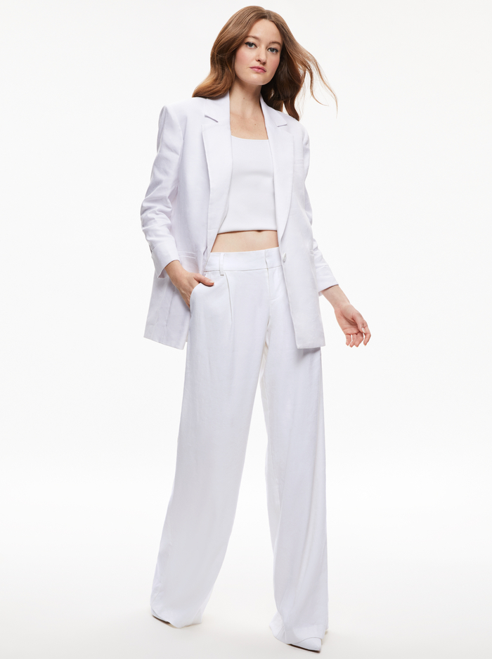 SHAN LINEN ROLLED CUFF BLAZER - WHITE image 4 - Alice And Olivia