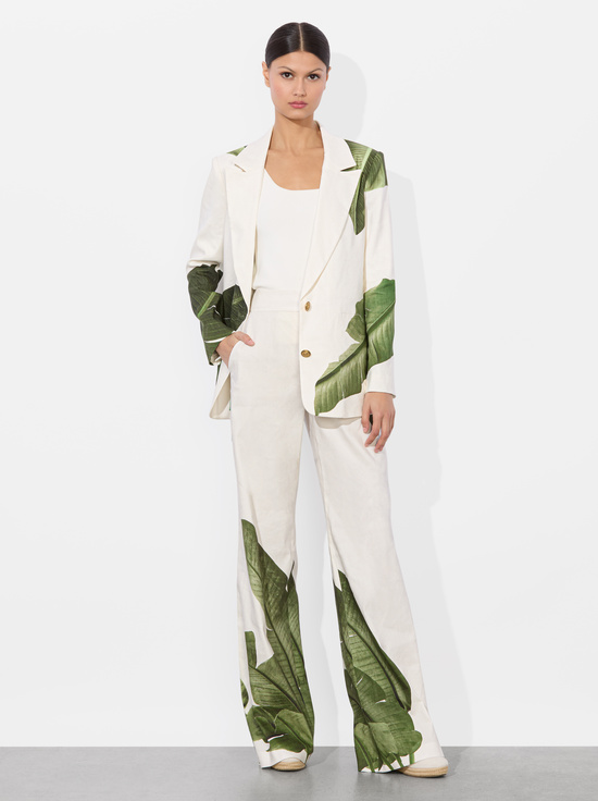 JUNGLE PALM OFF WHITE-ELNA LINEN BLAZER