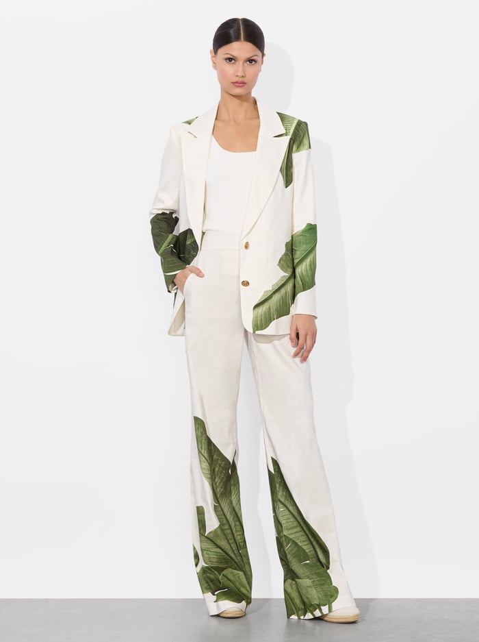 ELNA LINEN BLAZER - JUNGLE PALM OFF WHITE image 5 - Alice And Olivia