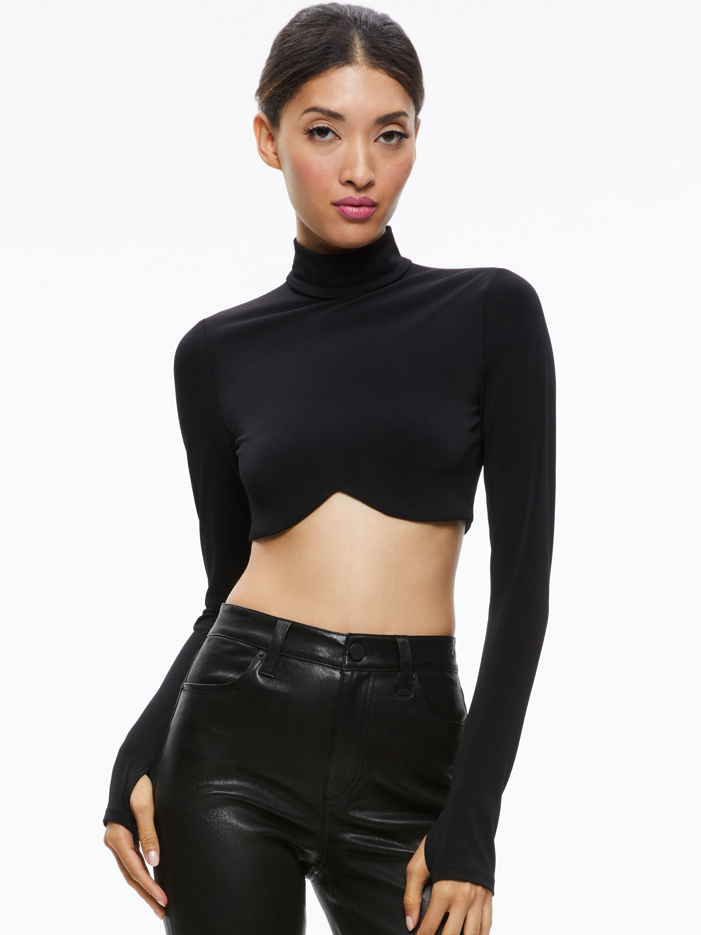 Cropped black turtleneck clearance