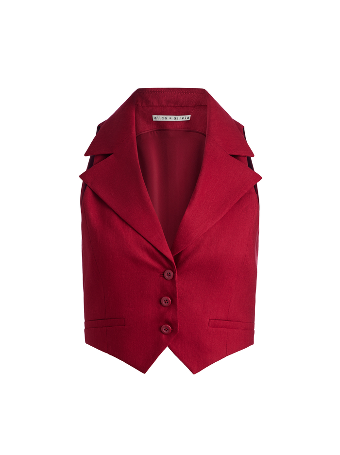 DONNA LINEN VEST - DARK CHERRY image 5 - Alice And Olivia