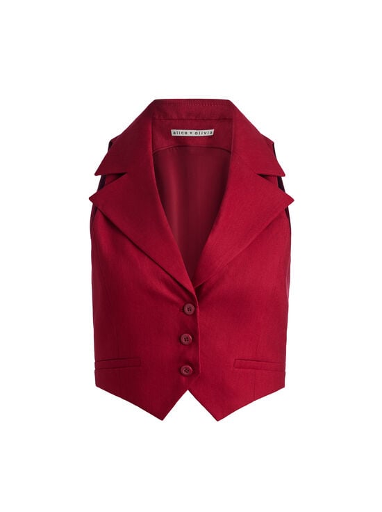 DARK CHERRY-DONNA LINEN VEST
