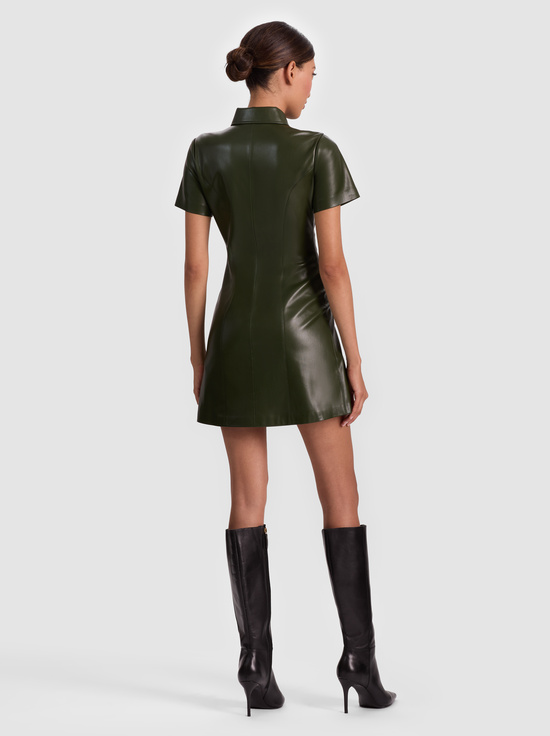 DARK OLIVE-JAMIE VEGAN MINI DRESS