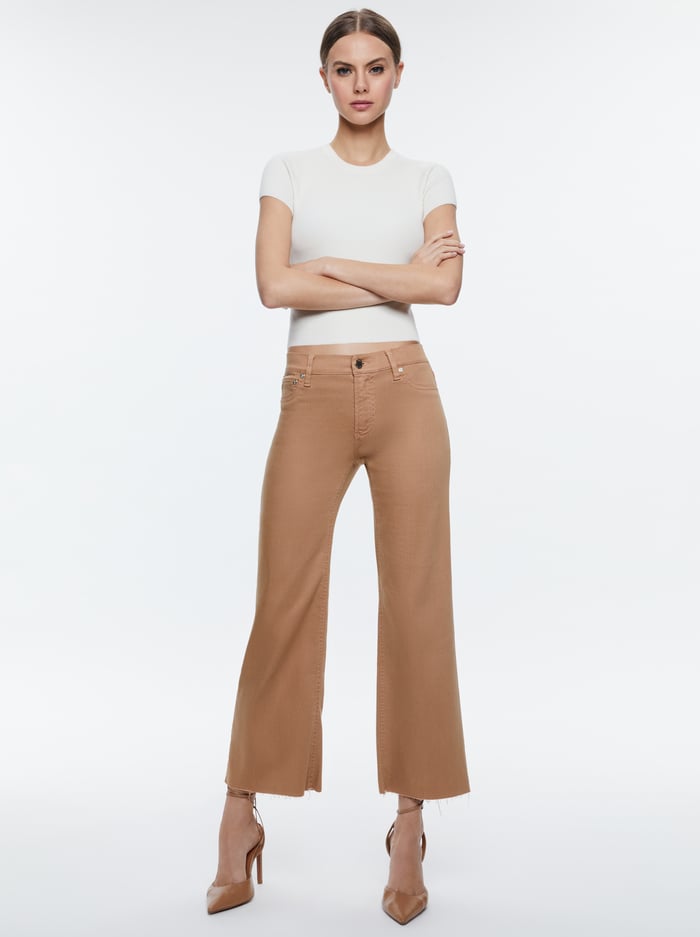 ROXIE LOW RISE STRAIGHT FLARE CROPPED JEAN - CAMEL image 1 - Alice And Olivia