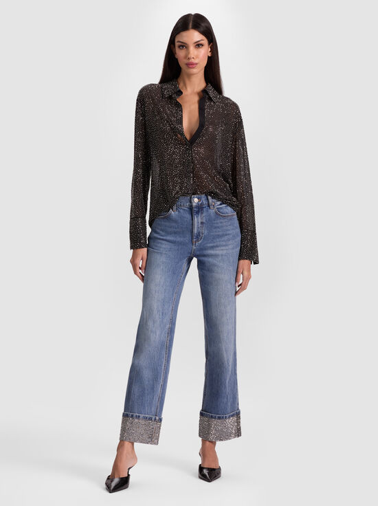 BROOKLYN BLUE-CHIC EMBELLISHED ANKLE JEAN