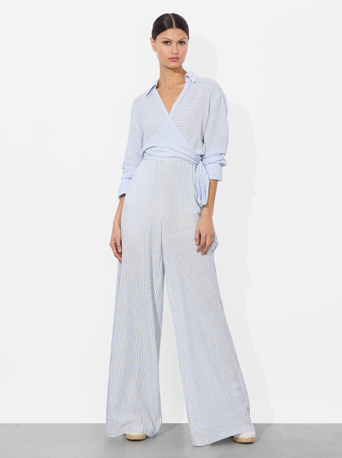 OFF WHITE/BLUE-KENLEY PALAZZO PANT