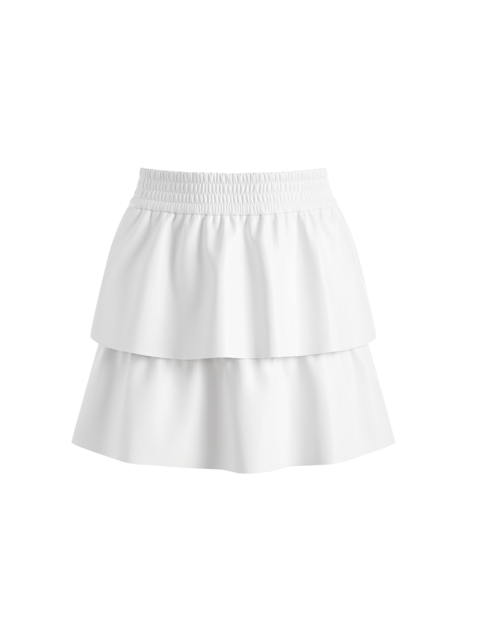 JIA VEGAN LEATHER TIERED MINI SKIRT - OFF WHITE image 5 - Alice And Olivia