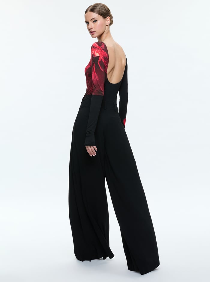MASAKO BODYSUIT - PEONY PETALS BRIGHT RUBY image 2 - Alice And Olivia