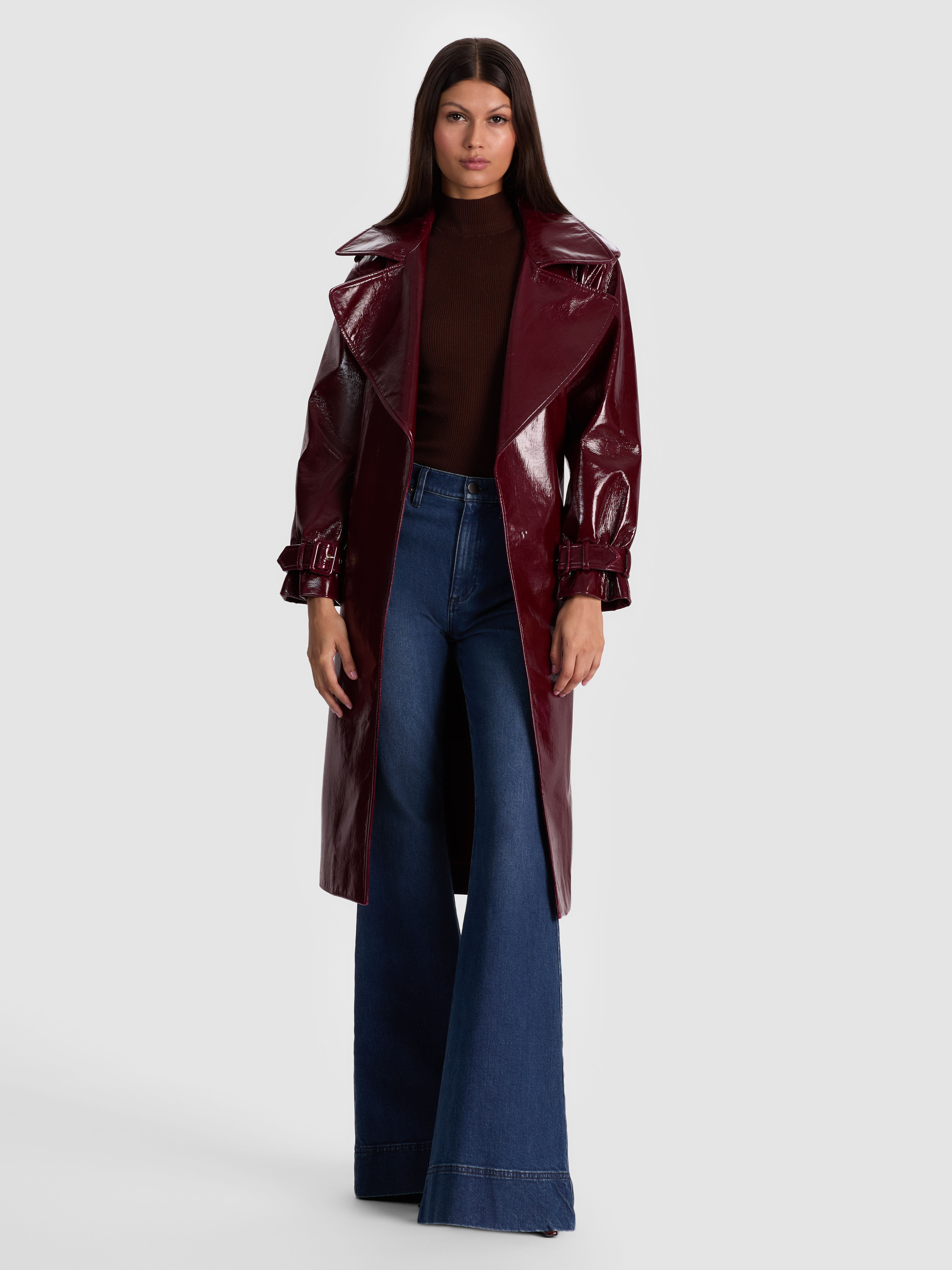 Nevada Vegan Trench In Black | Alice + Olivia