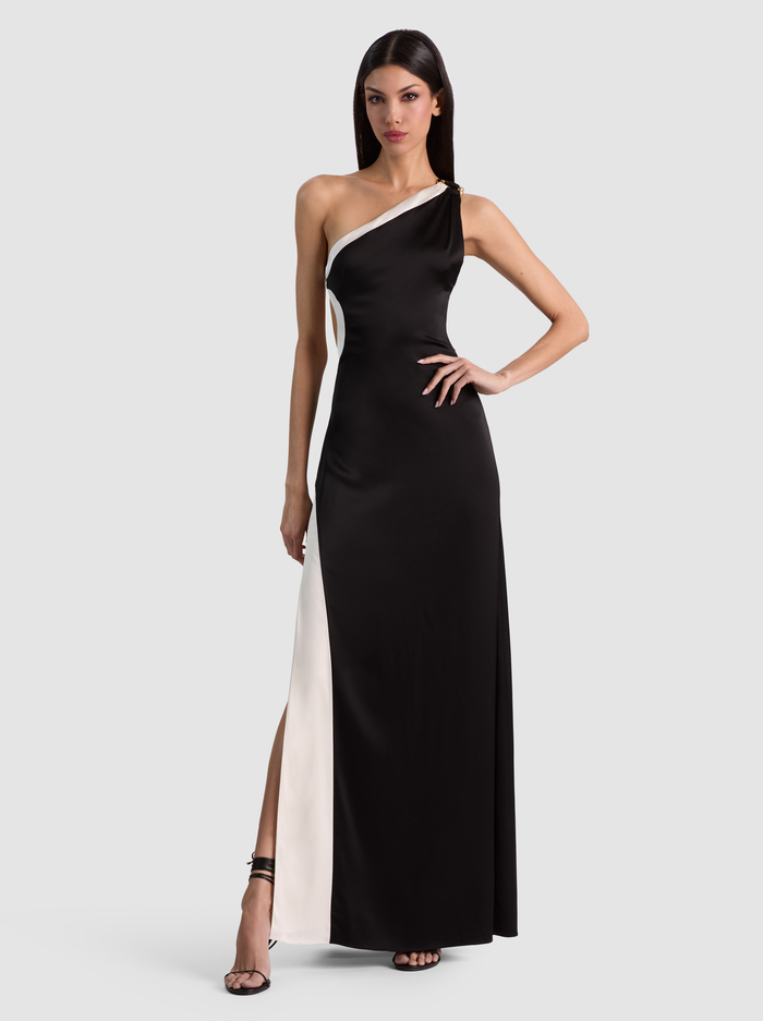 GWENDOLYN CUTOUT MAXI DRESS - BLACK/OFF WHITE - ALICE + OLIVIA