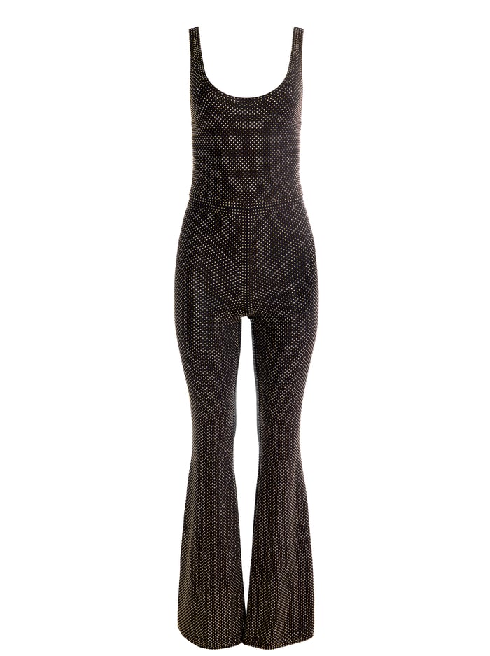 TERESA EMBELLISHED JUMPSUIT - BLACK/DORADO image 5 - Alice And Olivia