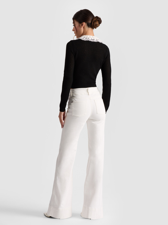 BLACK/SOFT WHITE-CARSON COLLARED CARDIGAN