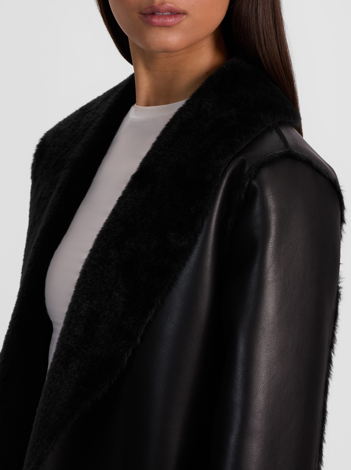 SHELBY FAUX SHEARLING MAXI COAT - BLACK image 3 - Alice And Olivia