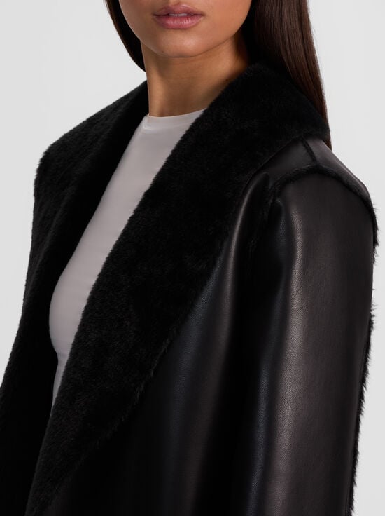BLACK-SHELBY FAUX SHEARLING MAXI COAT