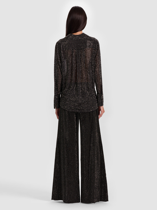 BLACK-FINELY EMBELLISHED OVERSIZED BUTTON DOWN