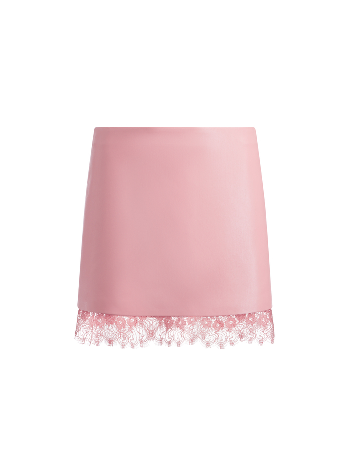 RUBI VEGAN LEATHER LACE TRIM MINI SKIRT - ROSE image 5 - Alice And Olivia