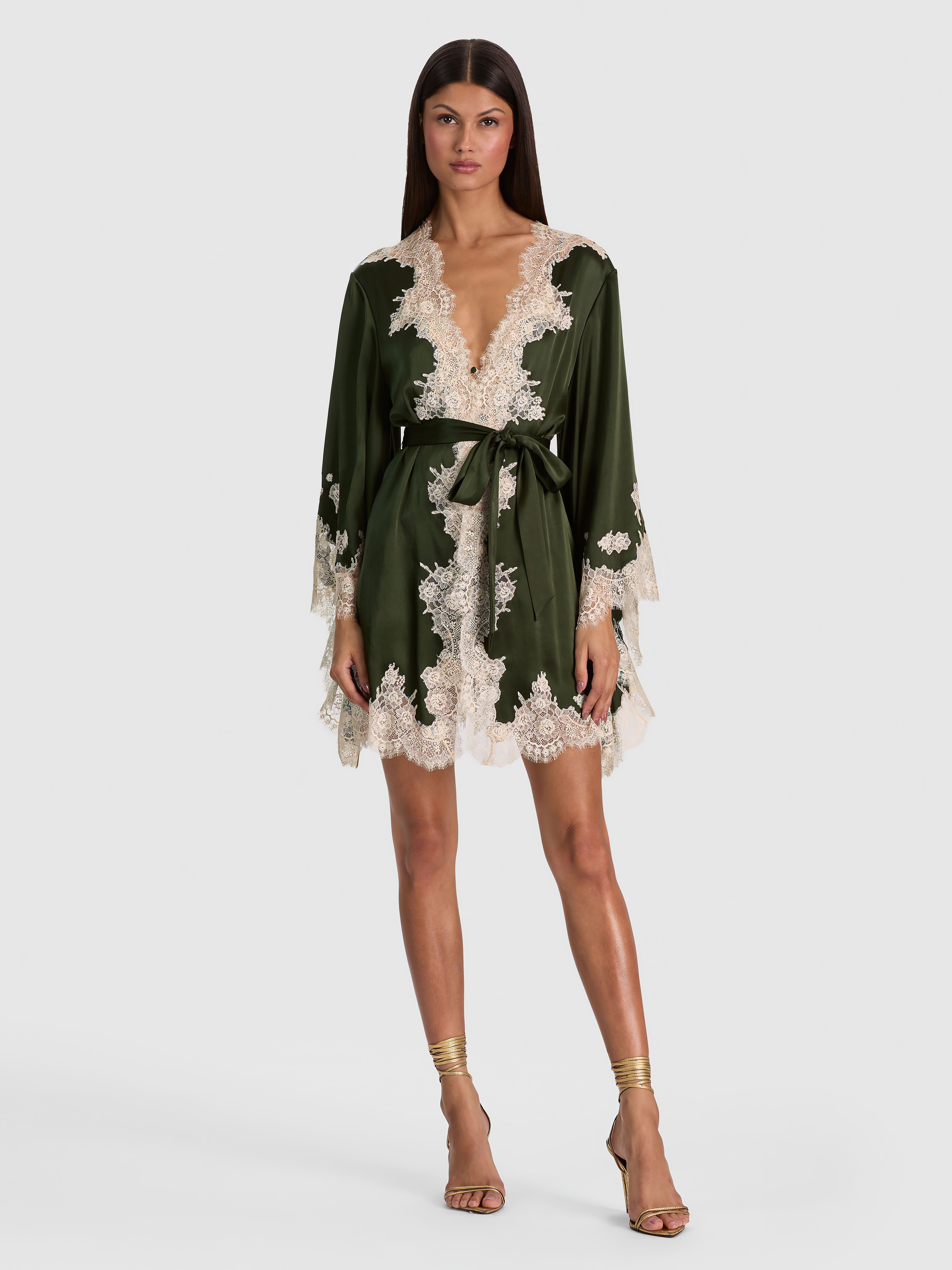 DREA LACE ROBE in DARK FERN | ALICE + OLIVIA