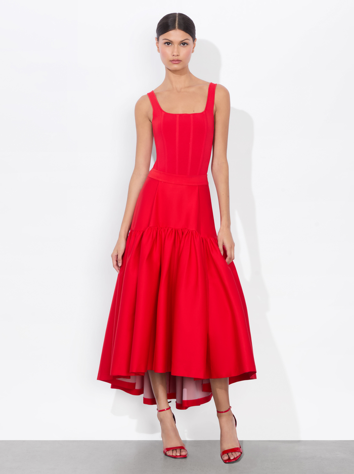DIANA MIDI SKIRT - BRIGHT RUBY image 4 - Alice And Olivia
