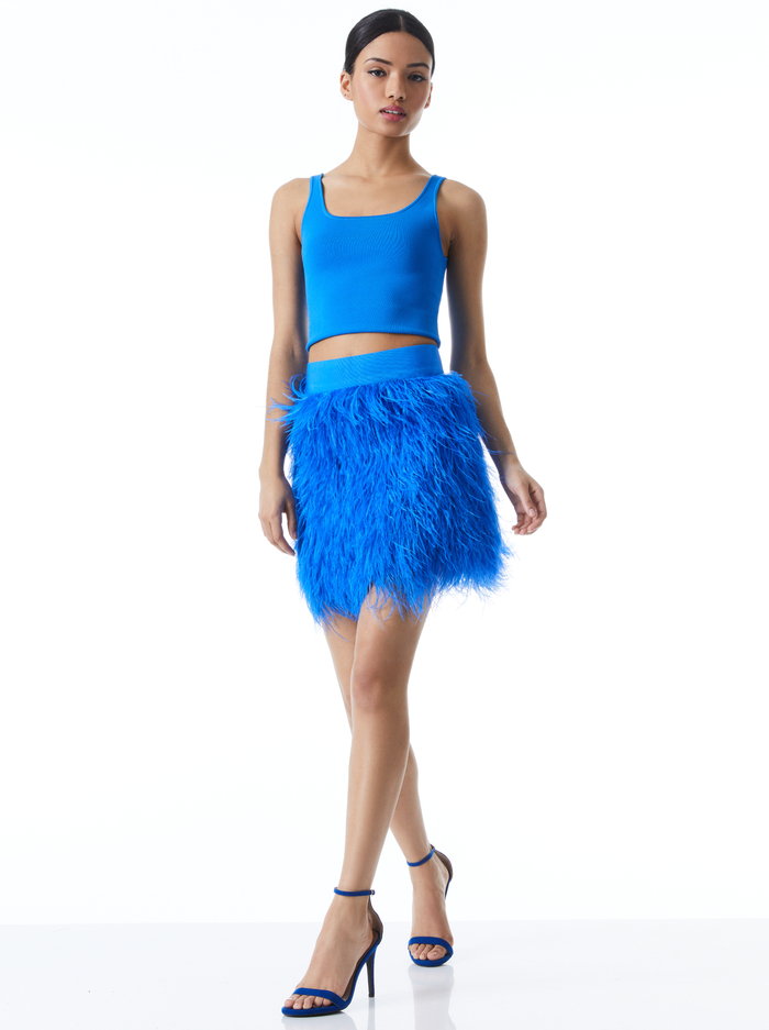 CINA FEATHER SKIRT - PALACE BLUE image 4 - Alice And Olivia