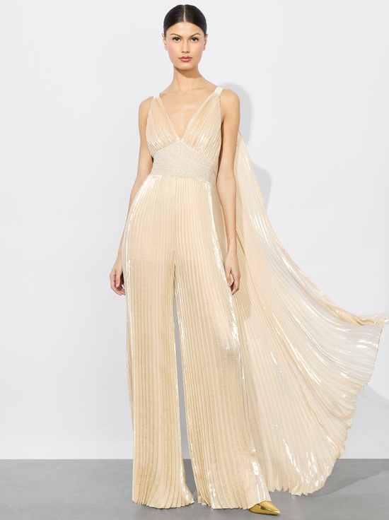 CHAMPAGNE/GOLD-ROSALIE JUMPSUIT WITH CAPE