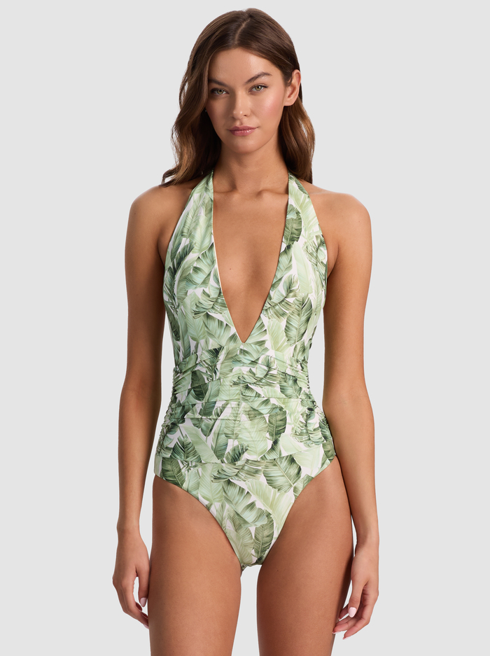 A+O X PQ SWIM HALTER ONE PIECE - SHADOW PALM MD image 1 - ALICE + OLIVIA