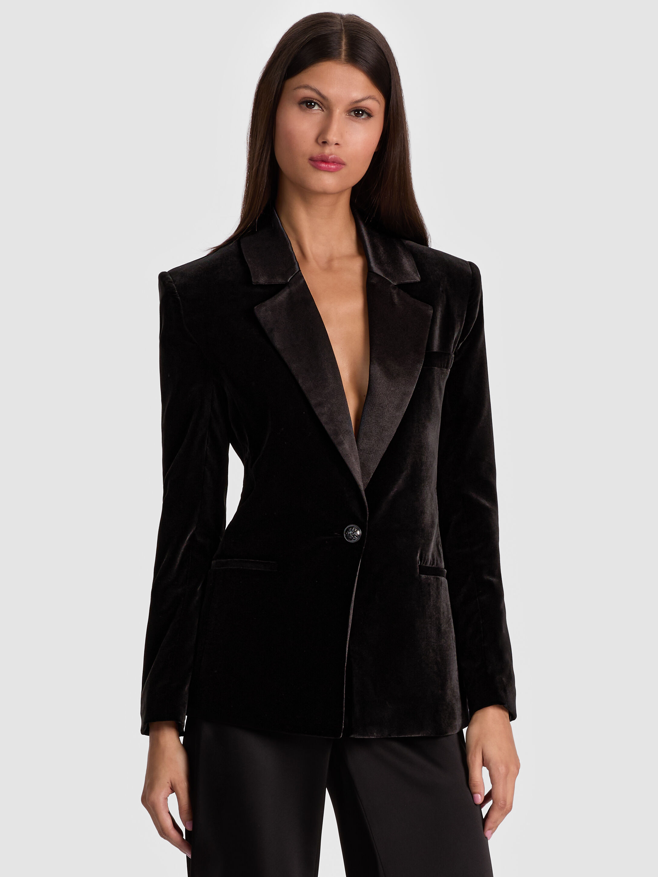 SILAS VELVET BLAZER in BLACK | ALICE + OLIVIA