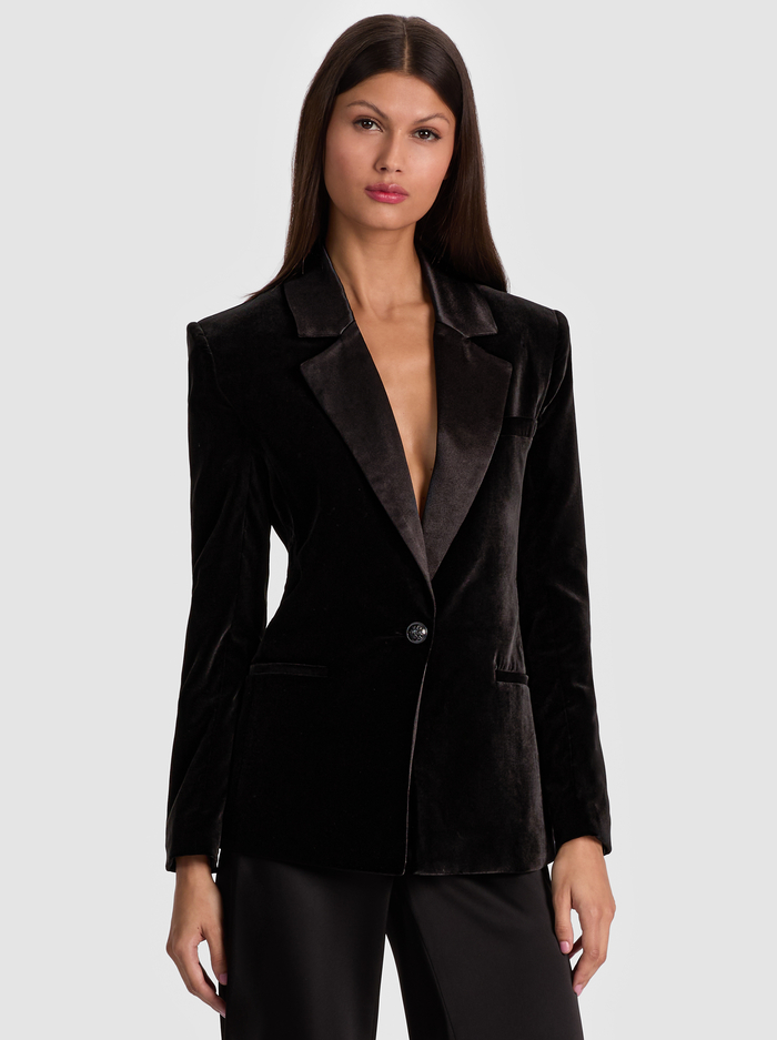 SILAS VELVET BLAZER - BLACK - Alice And Olivia