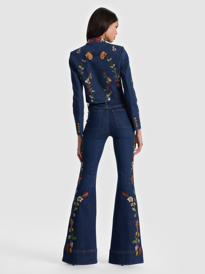 EMERSON DENIM MILITARY JACKET - CATHERINE DARK MULTI image 3 - ALICE + OLIVIA