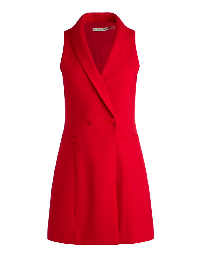 LATOYA SLEEVELESS BLAZER MINI DRESS - PERFECT RUBY image 5 - Alice And Olivia