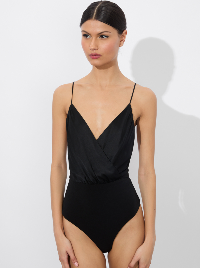CALLIE TANK BODYSUIT - BLACK - Alice And Olivia