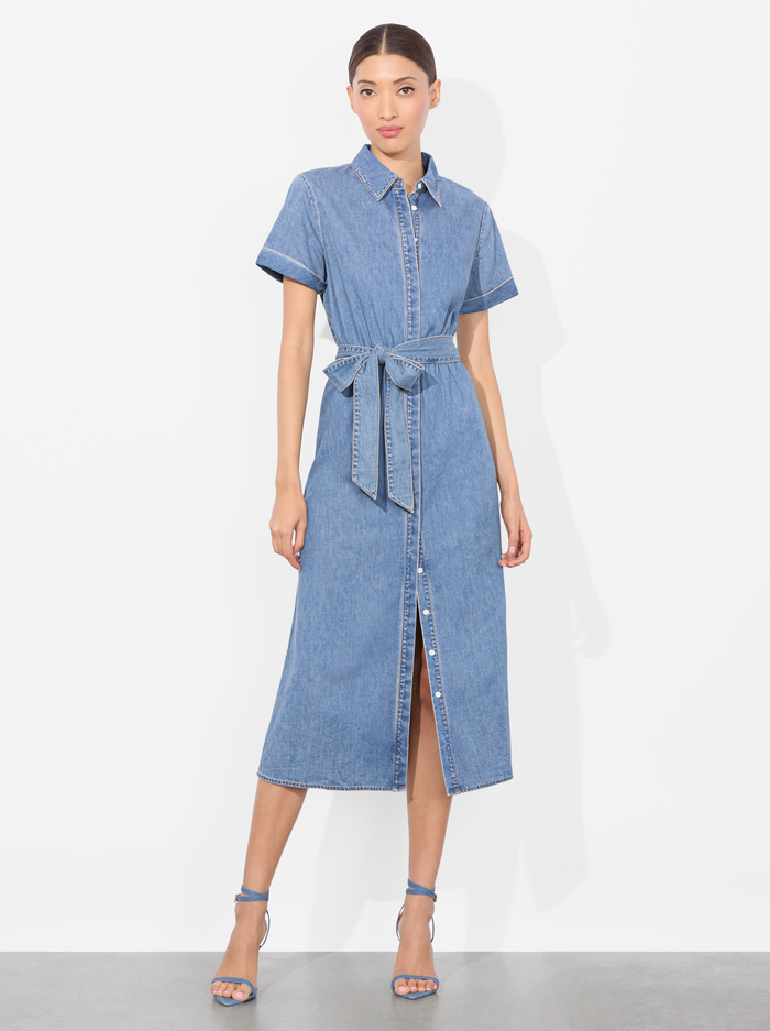 CHASSIDY DENIM MIDI DRESS - PEYTON VINTAGE BLUE - Alice And Olivia
