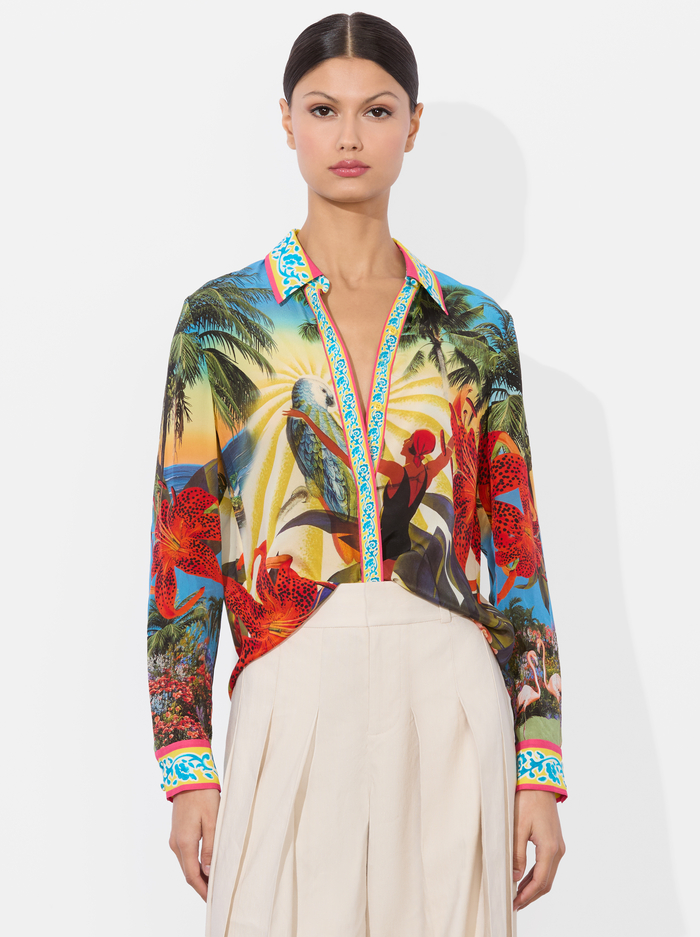 WILLA SILK BLOUSE - ISLAND DREAMS MULTI - Alice And Olivia