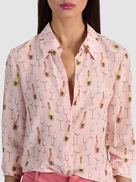 CHAMPAGNE POP-WILLA SILK BLOUSE
