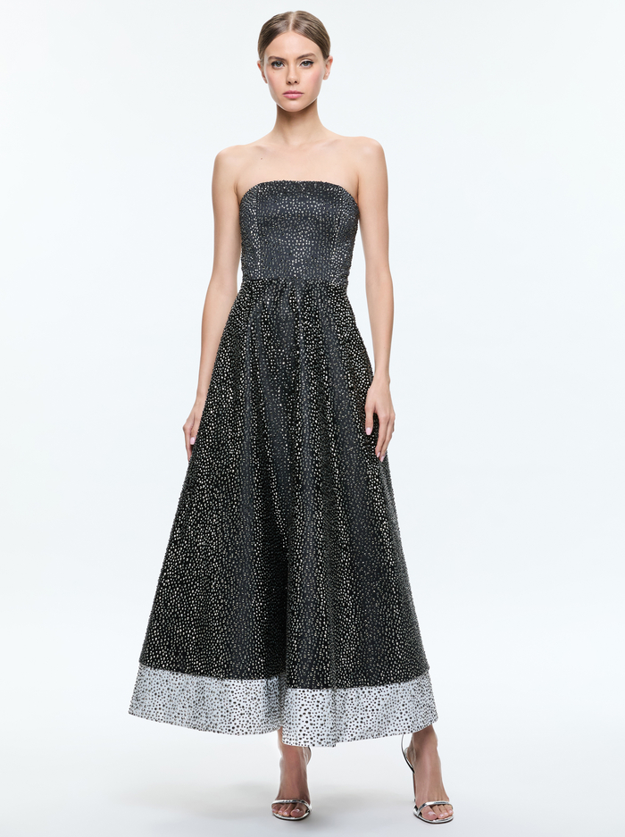 BIJOU CRYSTAL GOWN - BLACK/OFF WHITE image 4 - Alice And Olivia