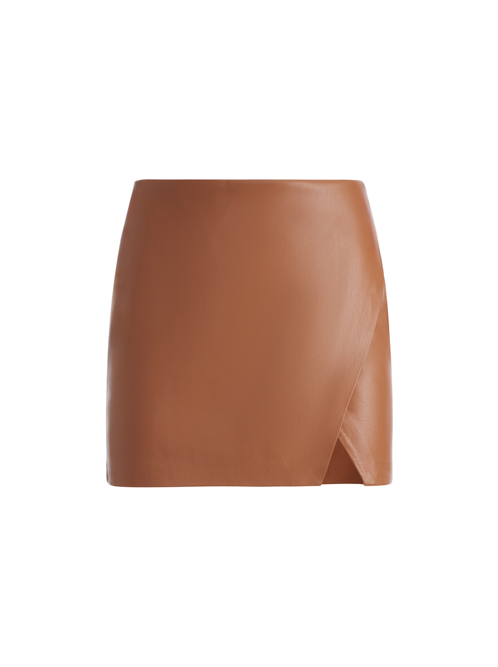 SIOBHAN VEGAN MINI SKIRT - CAMEL image 5 - Alice And Olivia