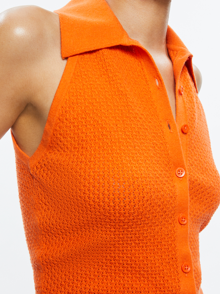 MILES COLLARED TANK - LIGHT MANGO image 3 - Alice And Olivia