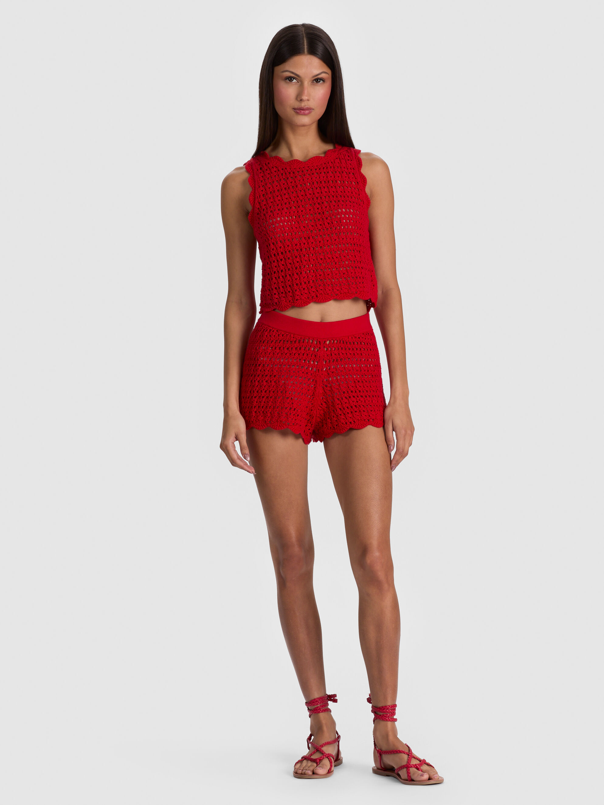 AMITY CROCHET TANK in CHILI PEPPER | ALICE + OLIVIA