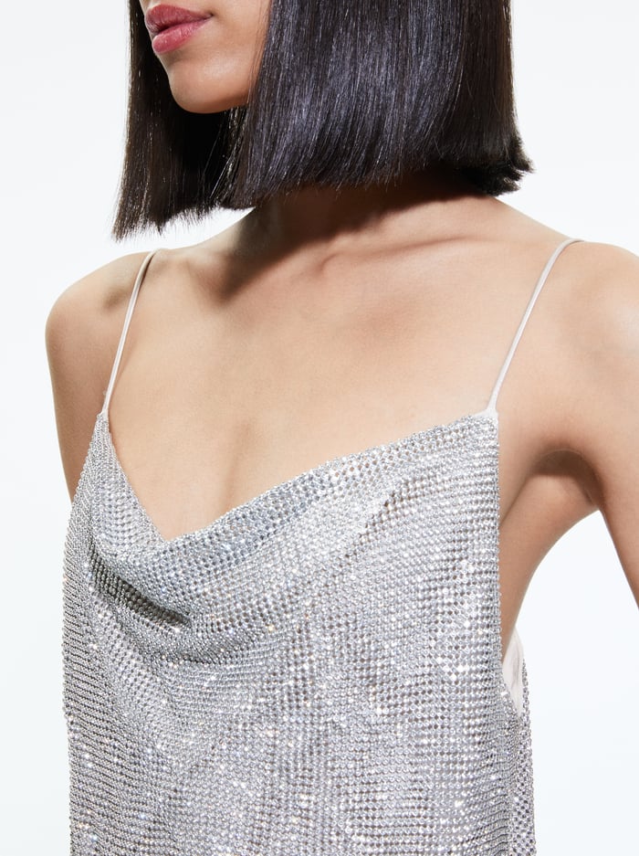 HARMON CRYSTAL TANK - SILVER/CHAINMAIL image 3 - Alice And Olivia
