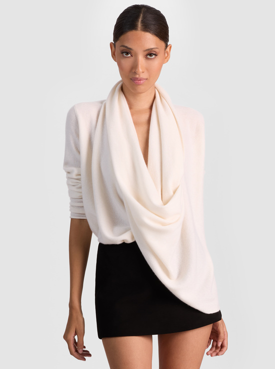 ECRU-JULES CASHMERE DRAPED PULLOVER