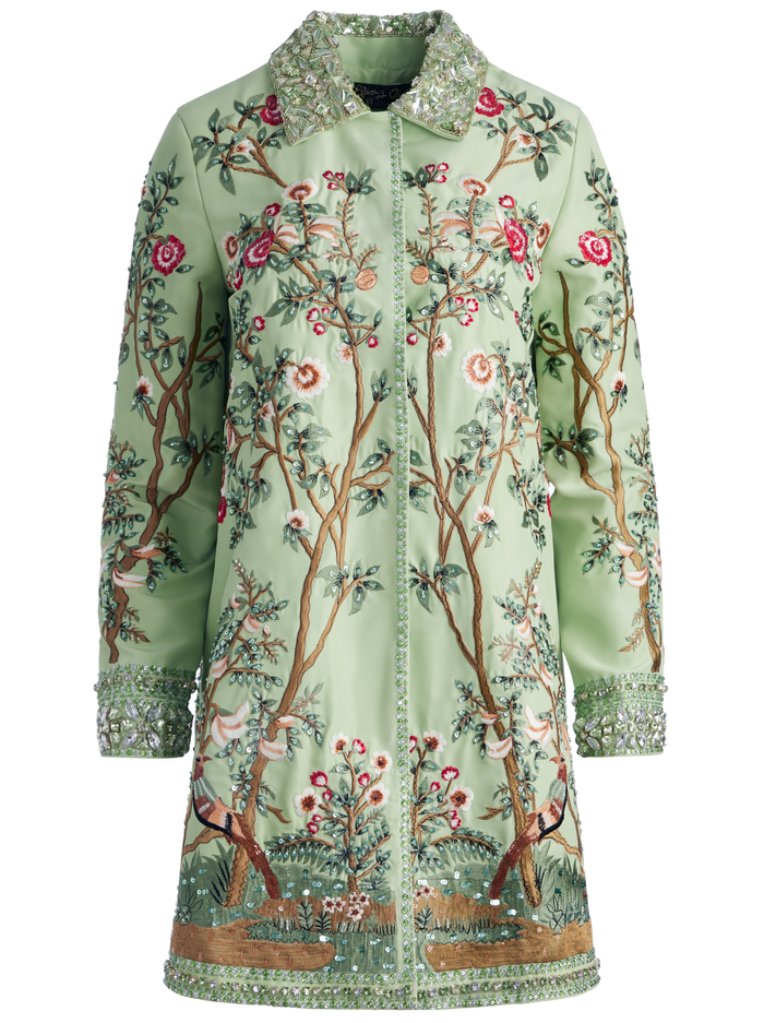 LIV EMBELLISHED COAT - GREEN TEA/MULTI image 4 - Alice And Olivia