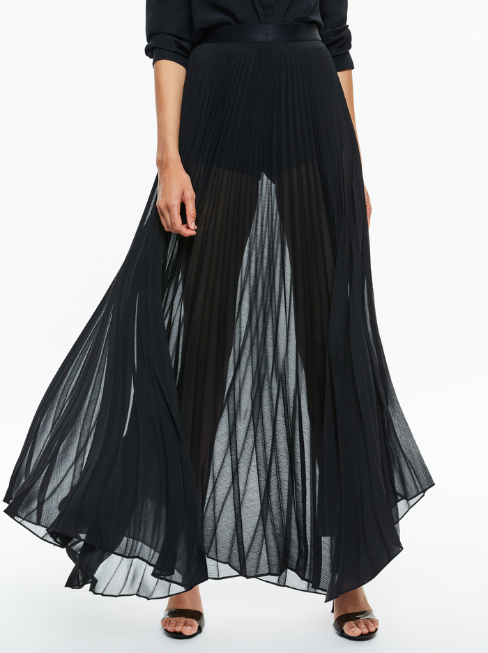 KATZ PLEATED MAXI SKIRT - BLACK - Alice And Olivia
