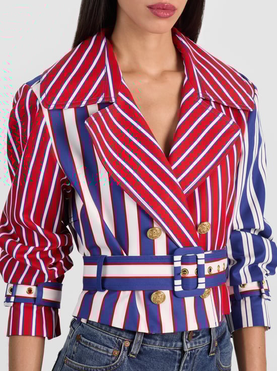 TWILGHT BLU/CHIL PEP MIX STRIP-KEITH CROPPED TRENCH