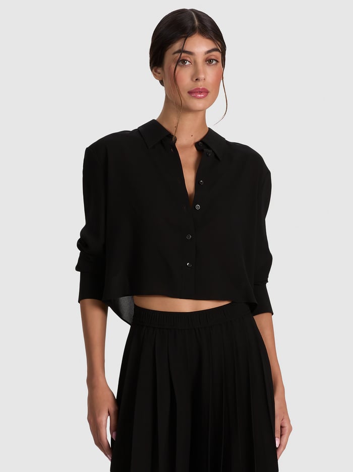 LEON BUTTON DOWN - BLACK - ALICE + OLIVIA
