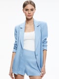 DENNY LINEN NOTCH COLLAR BOYFRIEND BLAZER - CHAMBRAY