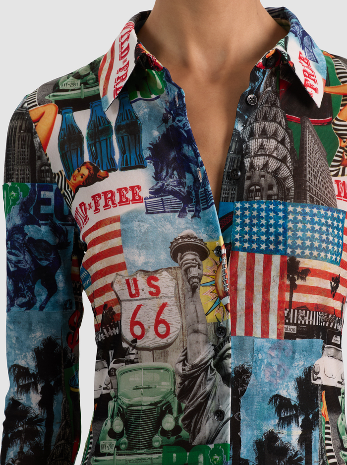 JADE MESH BUTTON DOWN - OPEN ROAD image 3 - ALICE + OLIVIA