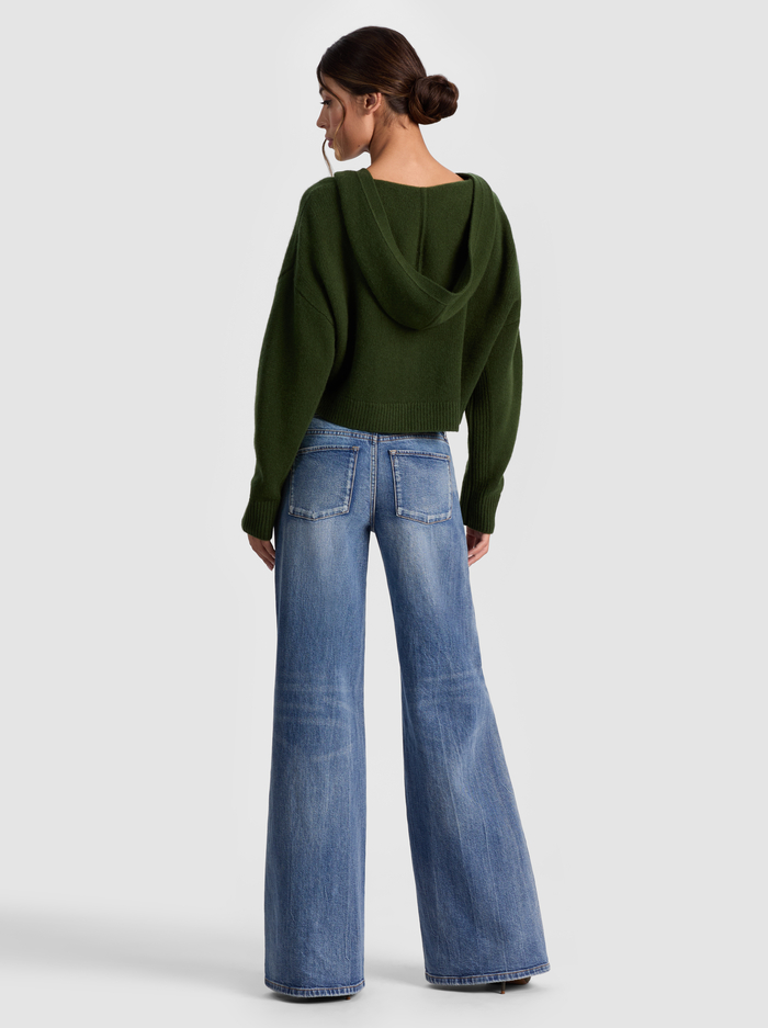 COREY HOODED CASHMERE CARDIGAN - DARK OLIVE image 2 - Alice And Olivia