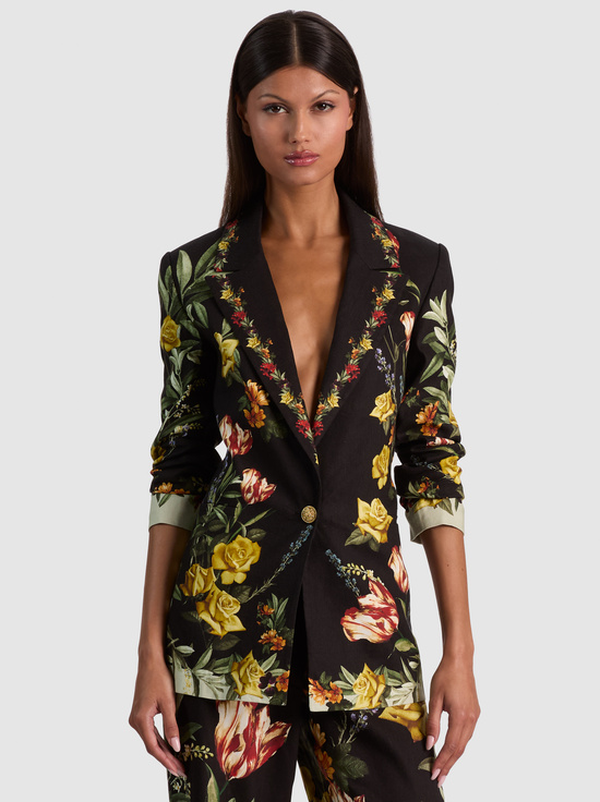 DESERT SPRIGS BLACK-DENNY LINEN BOYFRIEND BLAZER