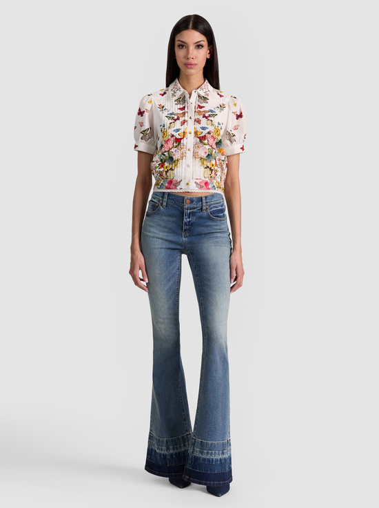 SOLAR STRENGTH OFF WHITE-ROSIE CROPPED BUTTON DOWN