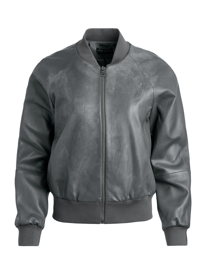 FELISA LEATHER BOMBER - CHARCOAL image 5 - Alice And Olivia