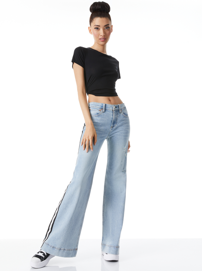 REY LOW RISE WIDE LEG JEAN - ROCKSTAR BLUE/BLACK image 2 - Alice And Olivia